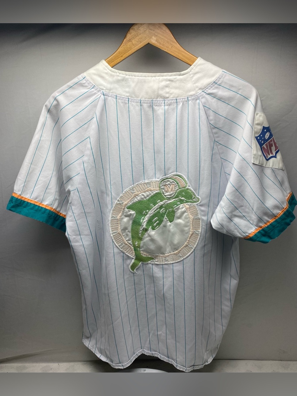 Vintage RARE 90’s Miami Dolphins Starter Pinstripe NFL Baseball Jersey SZ Medium